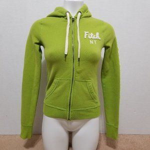 Abercrombie & Fitch hoodie XS zip up NY logo embroidered applique patch Y2K